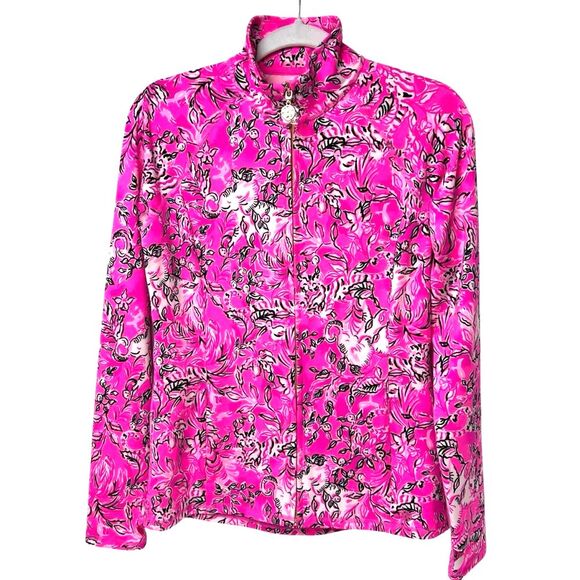 Lilly Pulitzer Serena Jacket Plumeria Pink Breast Cancer Purrposefully Pink S - Picture 3 of 14